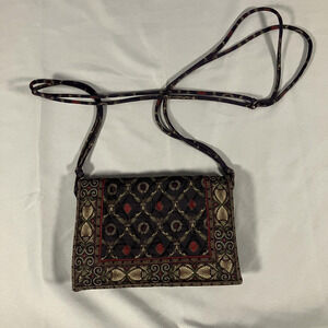 Vera Bradley Crossbody Bag Womens One Size Black Red Quilted Cotton Made in USA